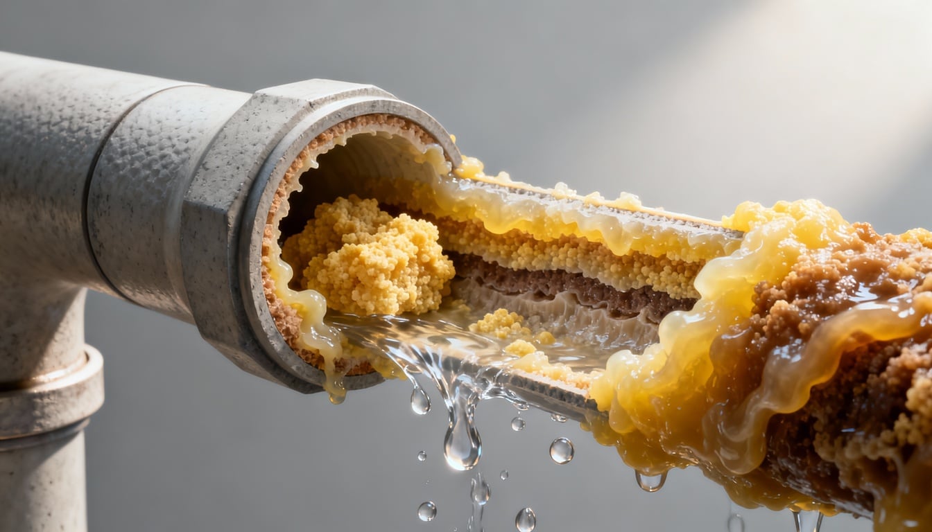 Quando o óleo de cozinha entra no ralo, ele endurece depois de esfriar e forma placas que grudam nas paredes dos canos