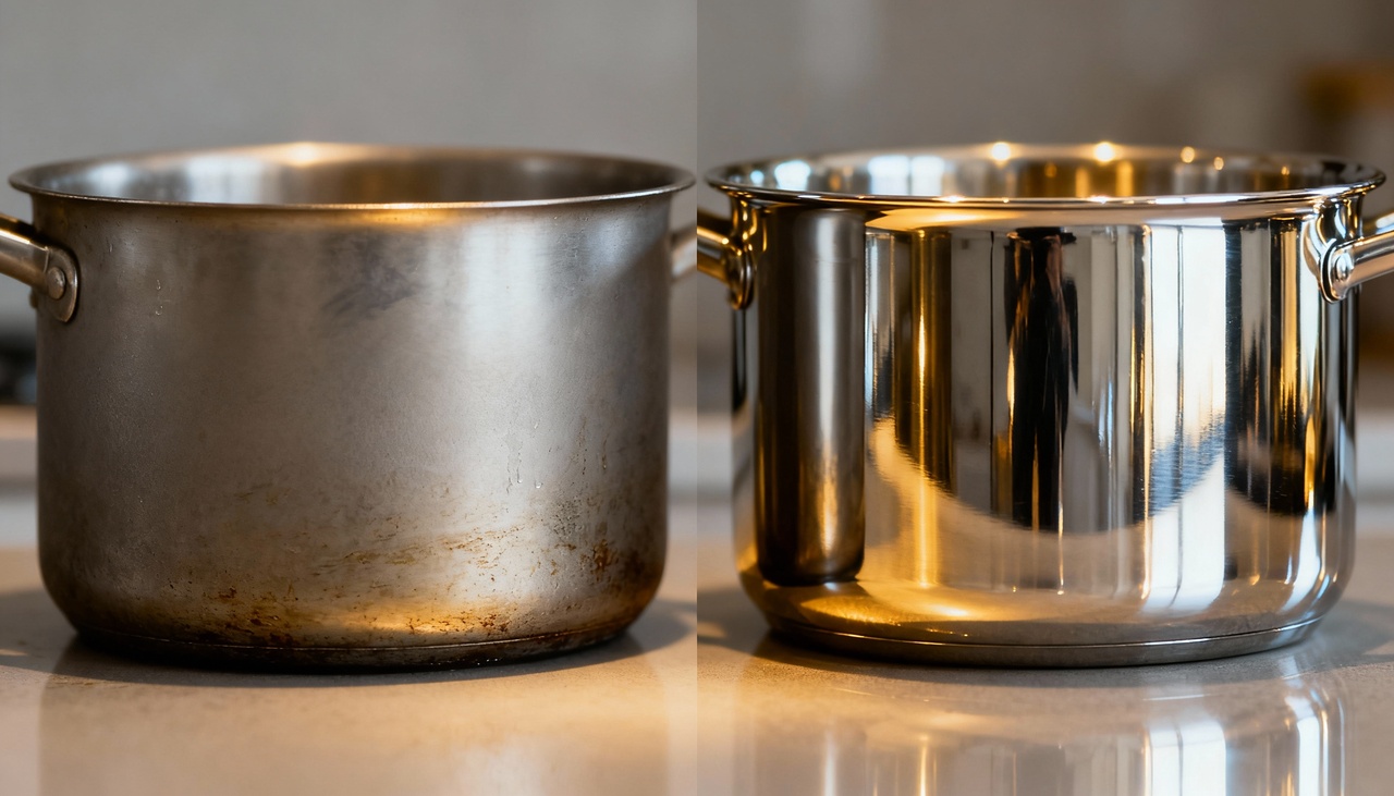 O uso de palha de aço e produtos abrasivos pode causar micro-riscos visíveis no inox