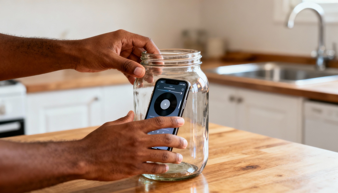 O vidro faz o som ricochetear nas paredes internas, concentrando as ondas e direcionando o áudio para fora com mais força