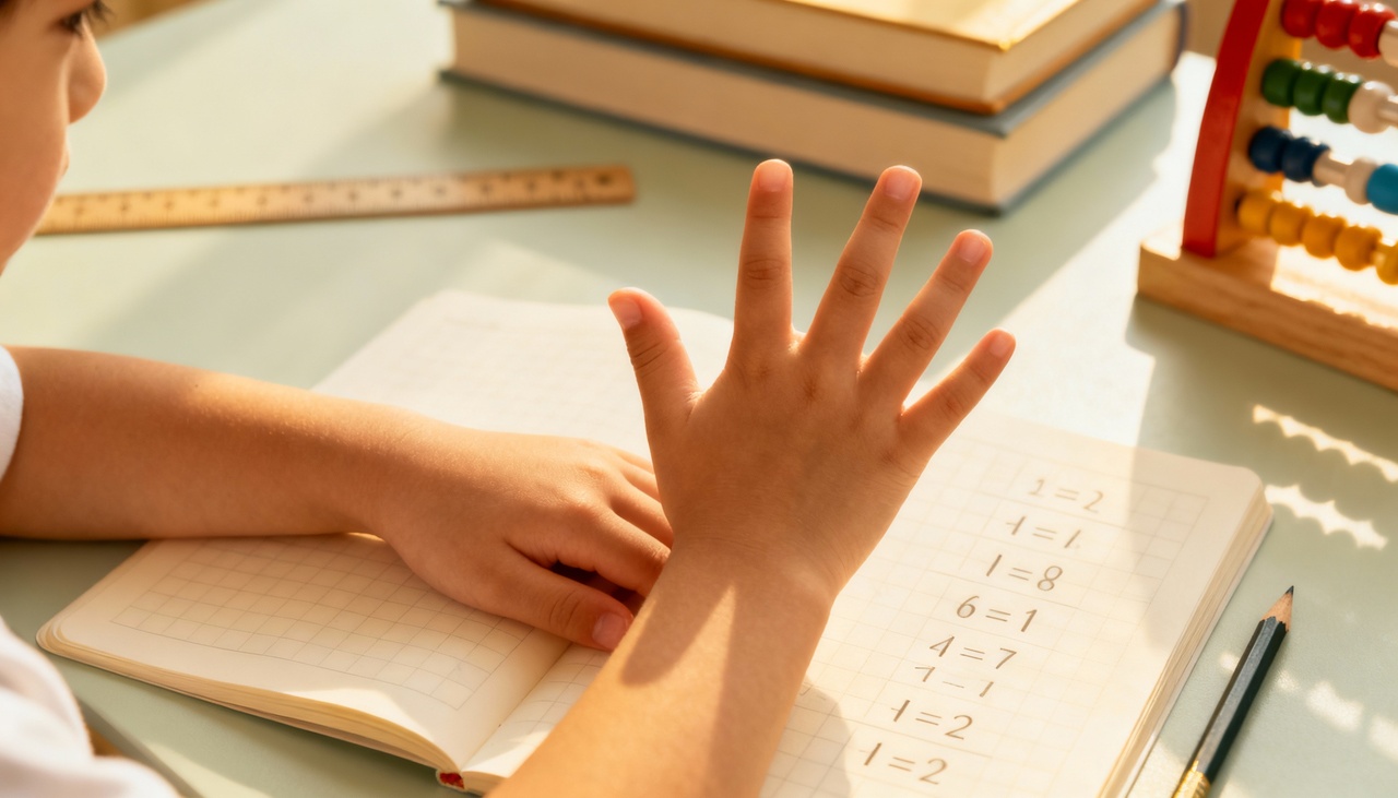 A contagem com os dedos permite que a criança construa uma representação concreta da quantidade