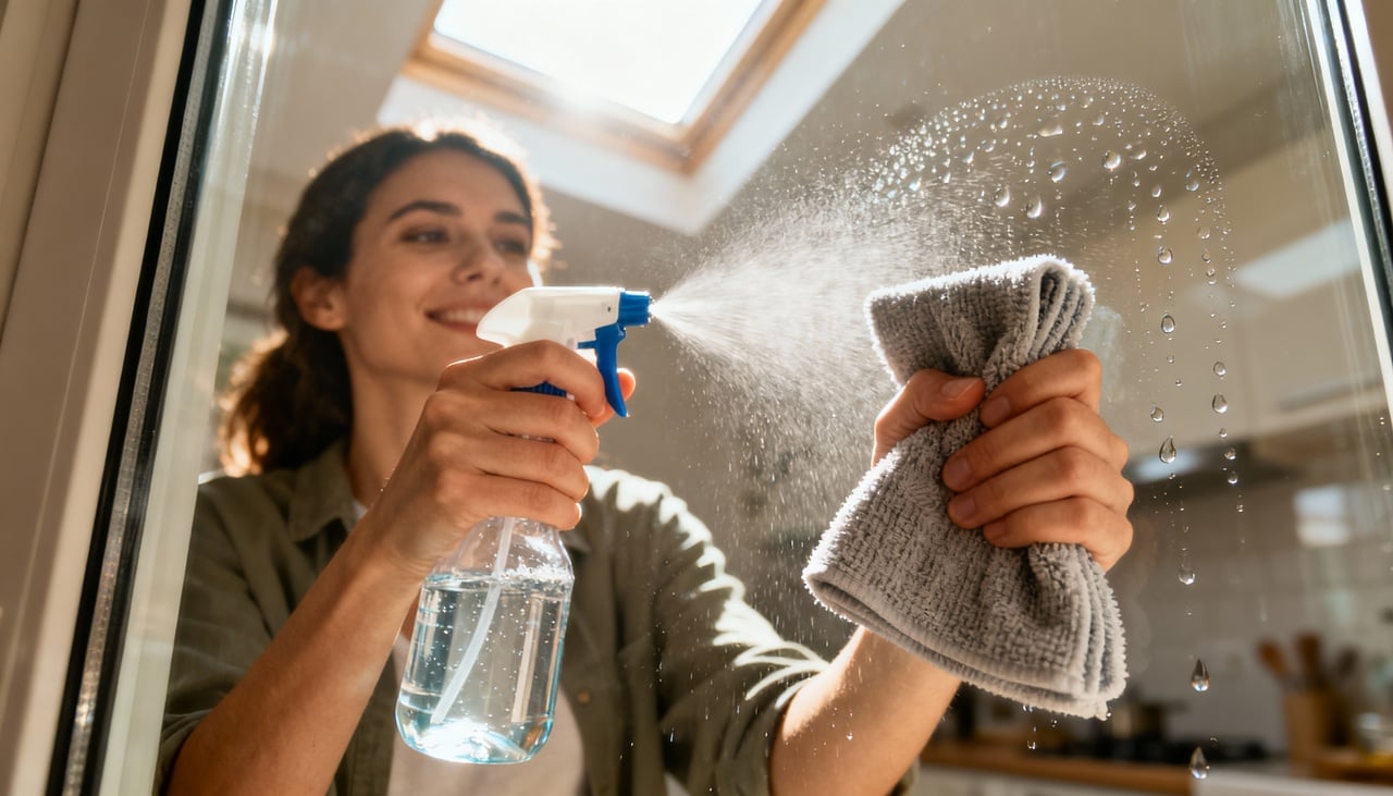 O vinagre branco é indicado para a limpeza de vidros devido à sua composição ácida