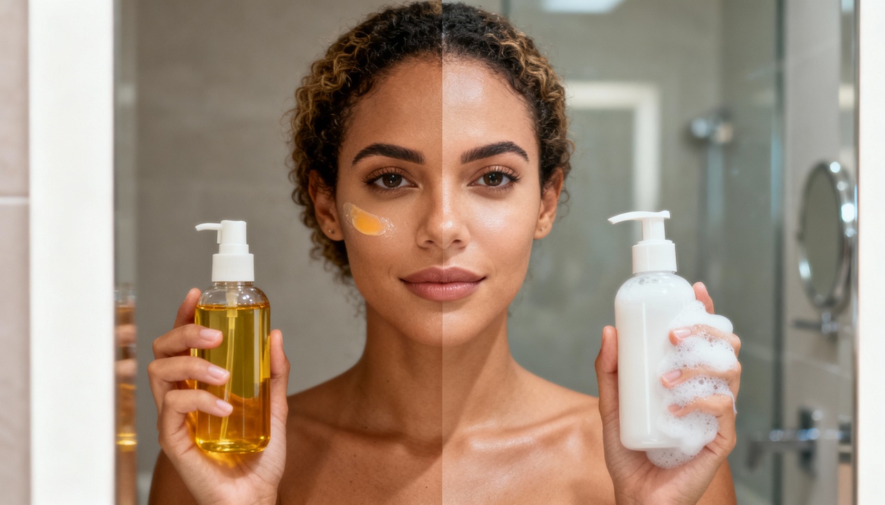 O double cleansing consiste em duas etapas sequenciais de limpeza facial