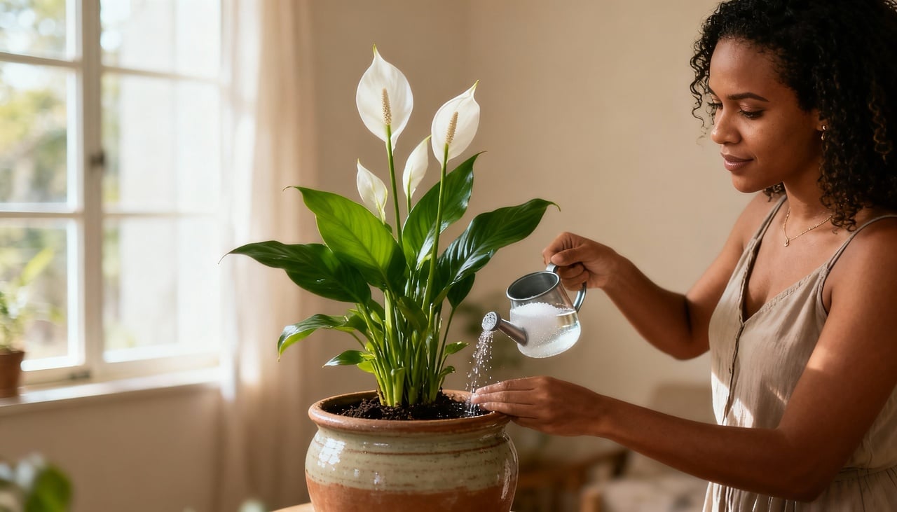 É possível fortalecer o Lírio-da-paz com ingredientes simples de cozinha