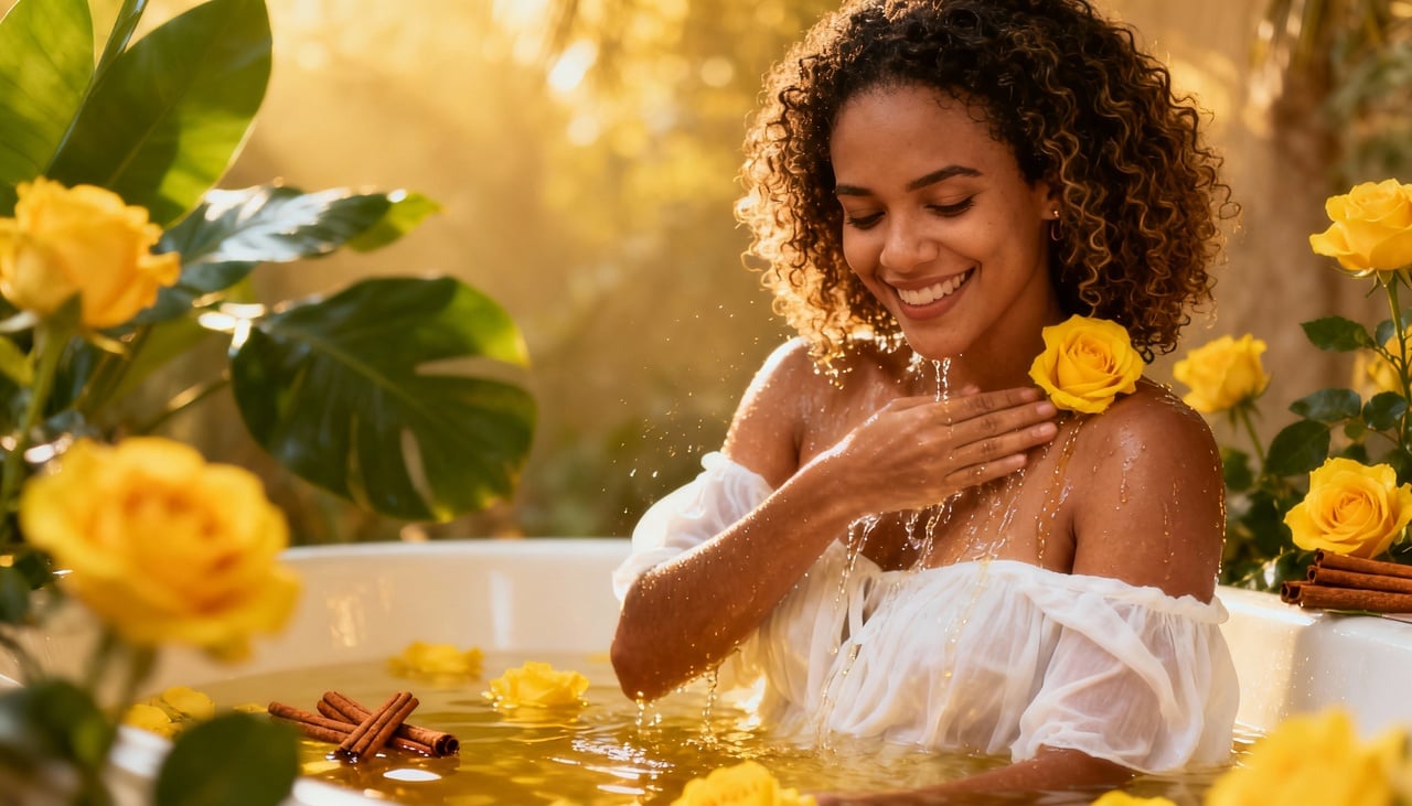 A simpatia de água com rosas amarelas e canela é fundamentada na tradição de atribuir significados especiais aos elementos naturais