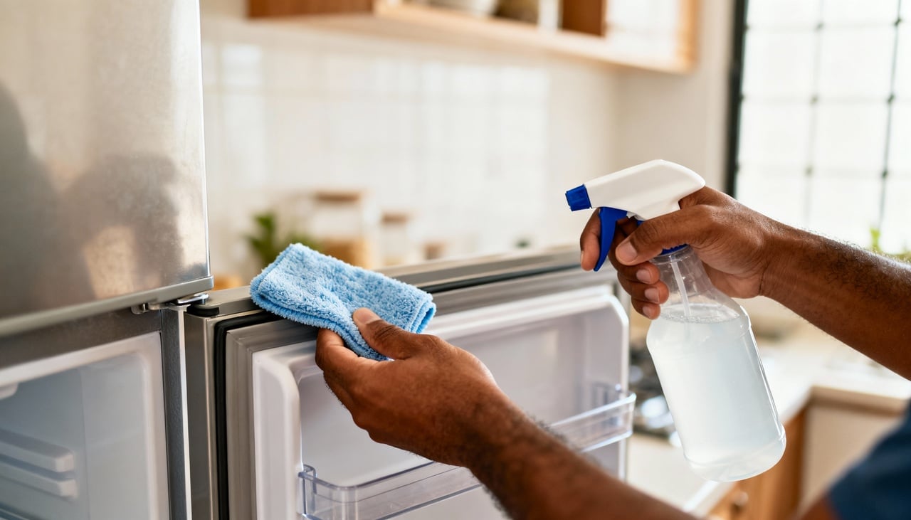 A borracha da porta, conhecida como gaxeta, possui dobras e frestas onde facilmente ficam presos resíduos