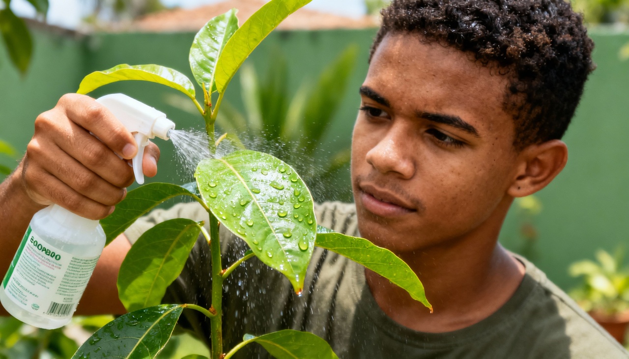 Para preparar a solução, dilua cerca de duas colheres de sabão líquido neutro em um litro de água