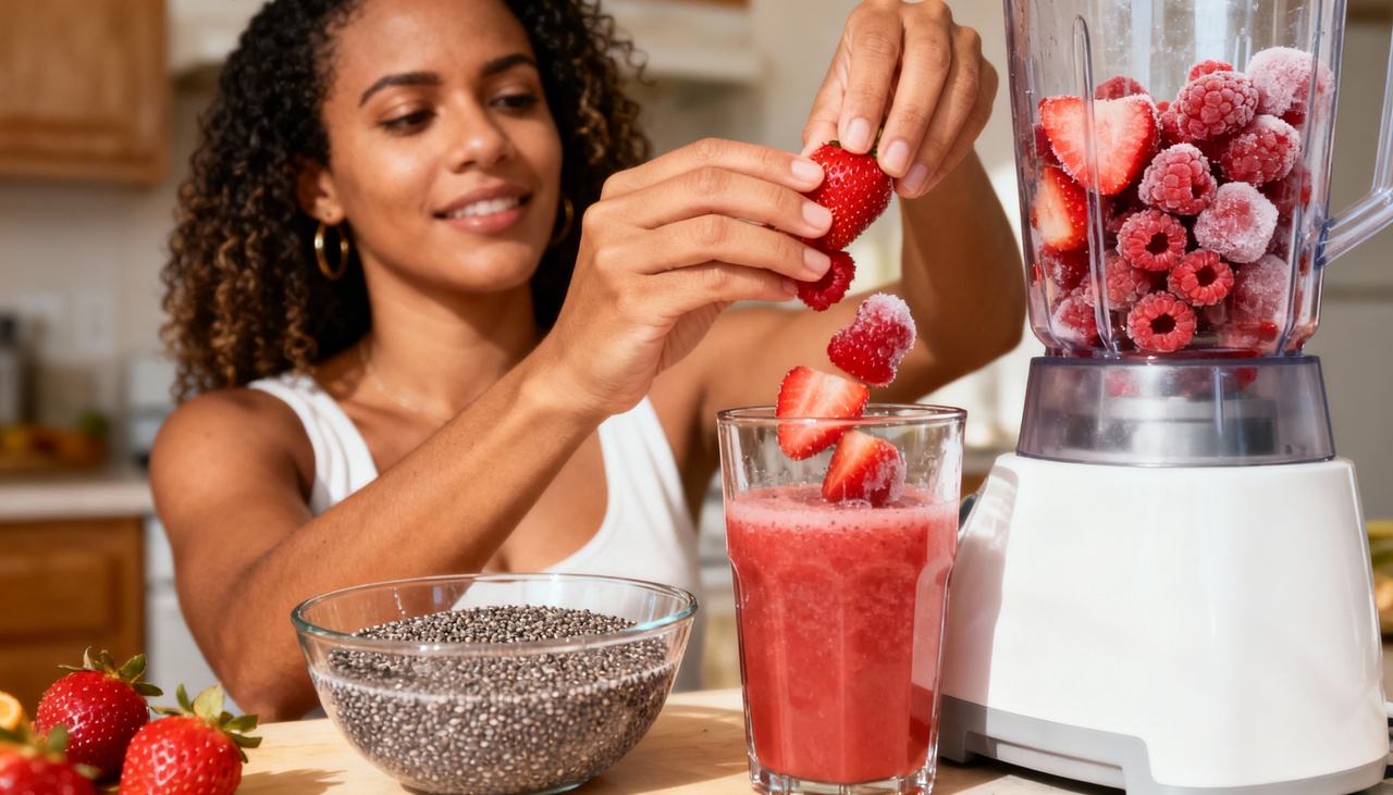 A combinação de frutas vermelhas oferece compostos que auxiliam no equilíbrio do organismo após atividades físicas