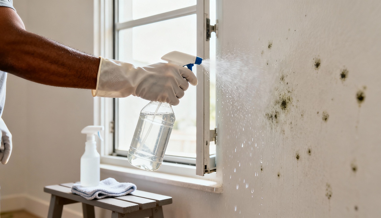 Eliminar mofo iniciante com soluções agressivas pode causar descascamento da pintura e expor resíduos químicos no ar