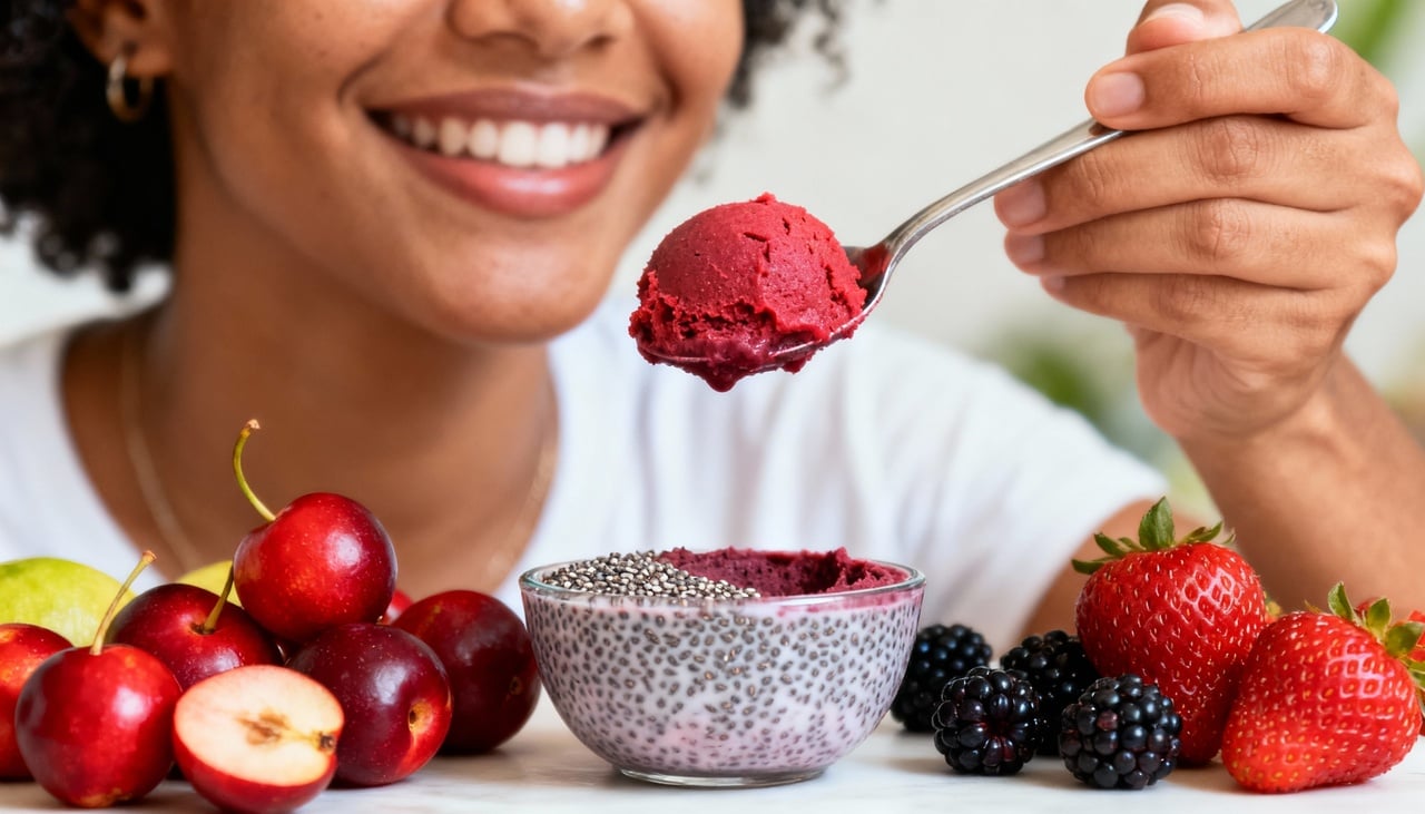 A combinação de frutas vermelhas oferece compostos que auxiliam no equilíbrio do organismo após atividades físicas