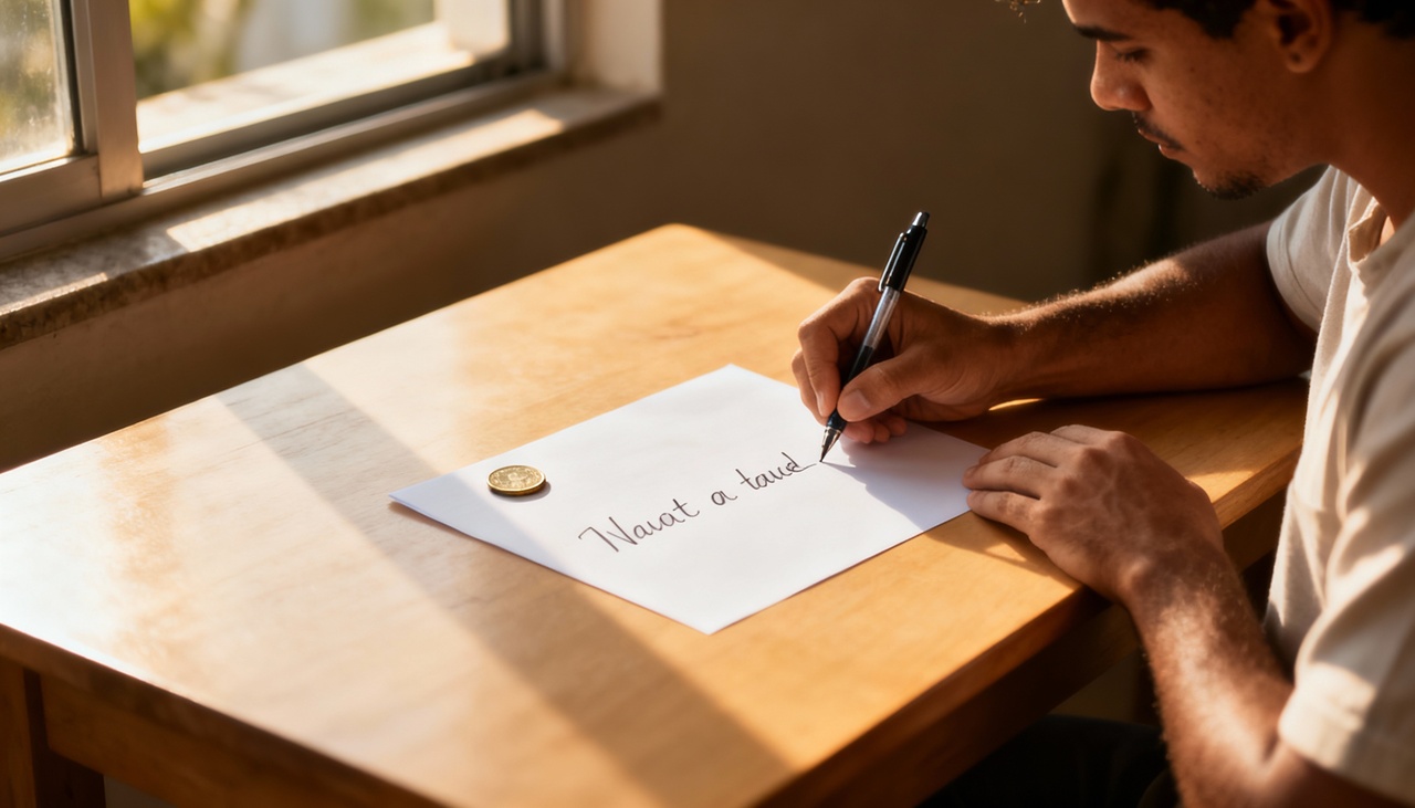 A proposta envolve usar um gesto simples para reforçar foco e clareza sobre metas materiais