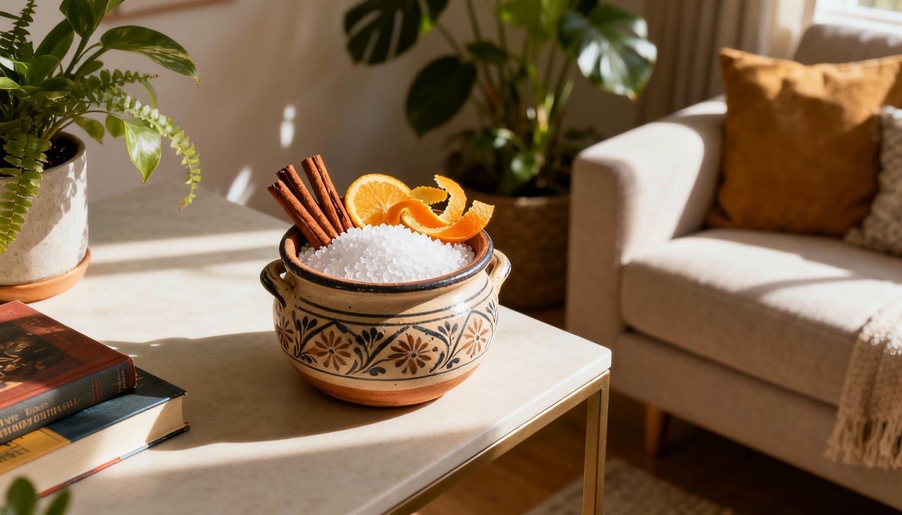 As cascas de laranja liberam um perfume cítrico marcante, promovendo frescor e leveza