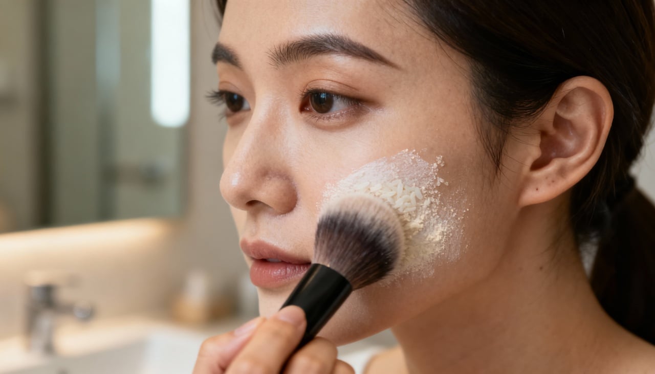 O pó de arroz se destaca por sua capacidade de absorver o excesso de oleosidade