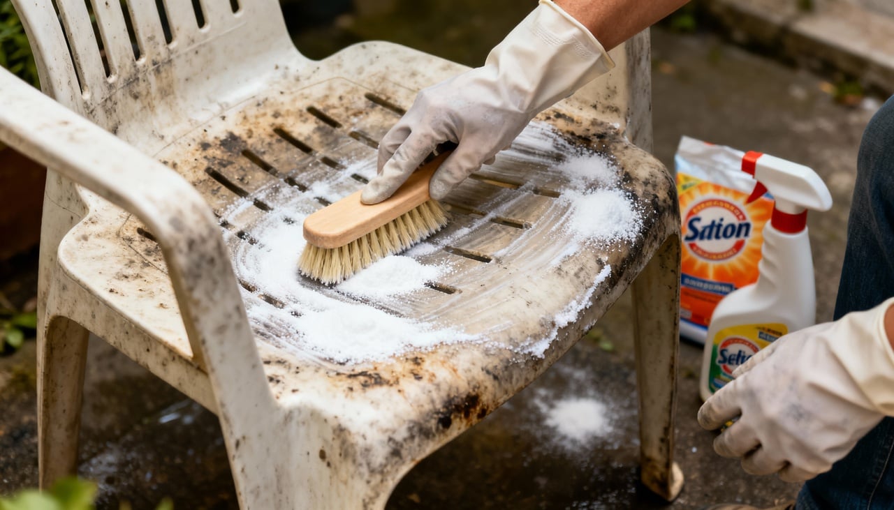 Para garantir uma limpeza eficiente e segura nas cadeiras de plástico, é essencial reunir alguns produtos acessíveis do cotidiano