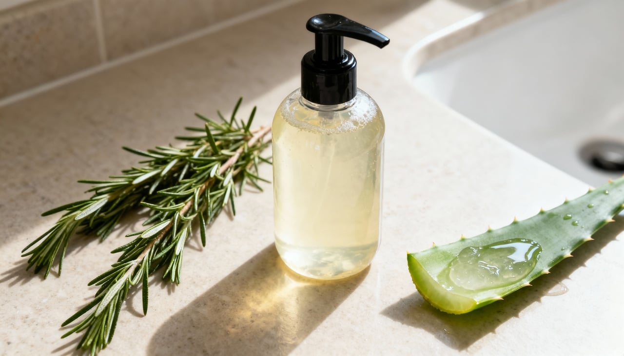 O shampoo feito com romero e aloe vera reúne vantagens relevantes para o cuidado capilar