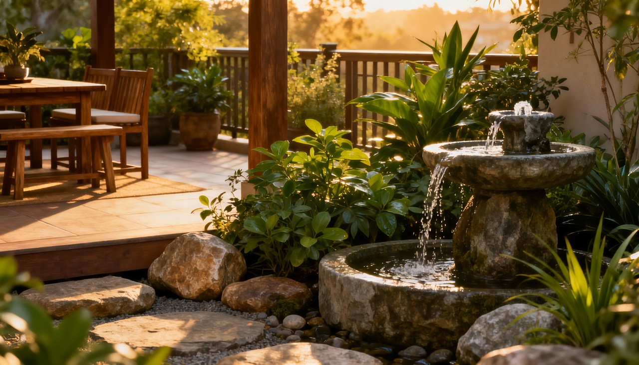 O pátio, segundo o Feng Shui, vai além da estética: atua como ponte energética que absorve