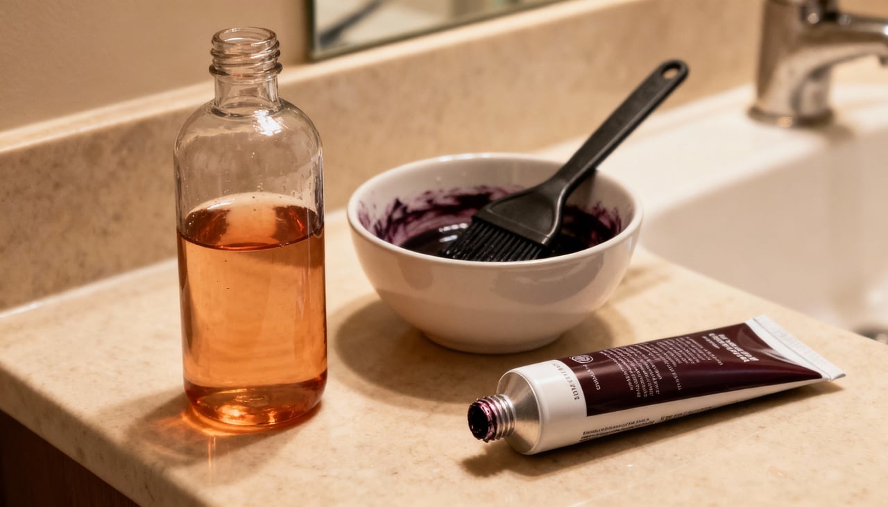 O truque da água consiste em diluir uma parte da tintura capilar em água quente para criar uma mistura menos concentrada,