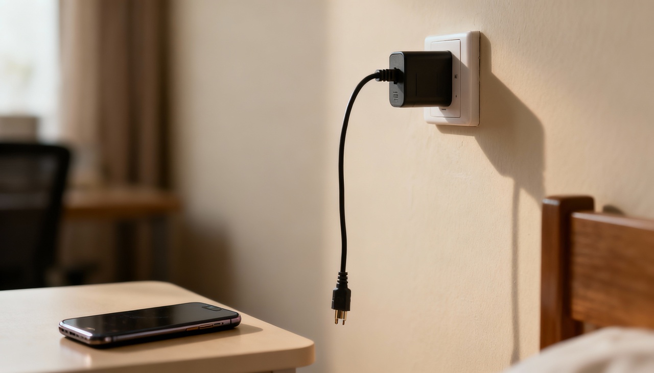 O truque do elástico funciona ao criar uma maior aderência e estabilidade entre o carregador e a tomada