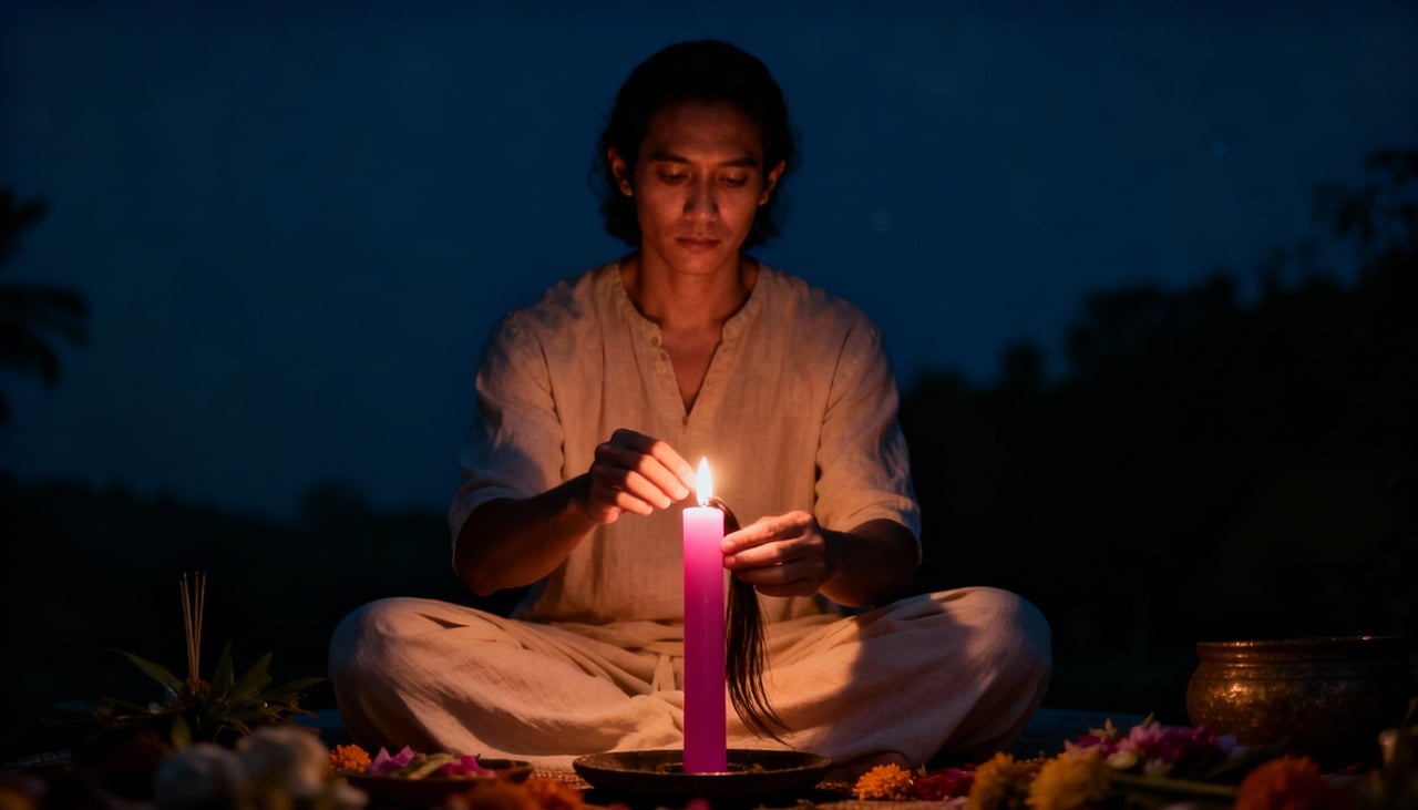 O ritual da vela rosa com fio de cabelo é tradicionalmente utilizado na busca por reconciliação ou para reacender a paixão em um namoro ou casamento