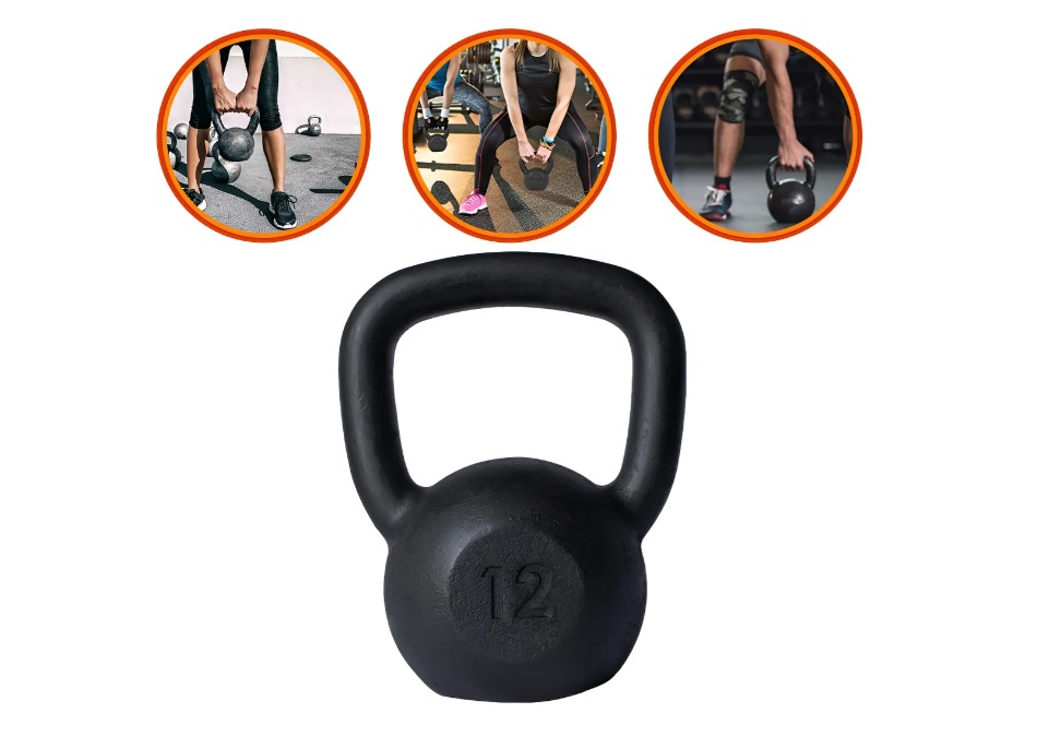 Esse kettlebell de ferro fundido pesando 12kg sai por R$200 no Mercado Livre