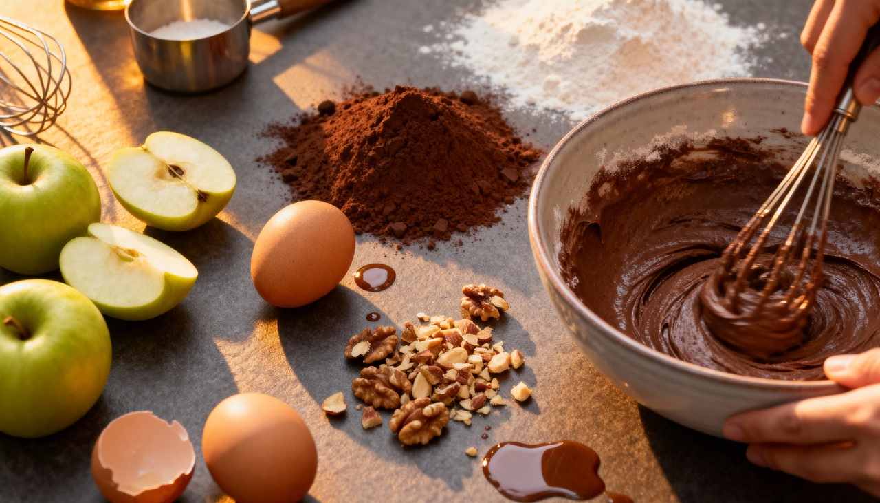 O preparo envolve misturar ingredientes secos e líquidos separadamente