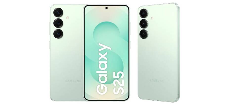 O Samsung Galaxy S25 de 256GB custa R$3.799 nas cores prata e verde-claro