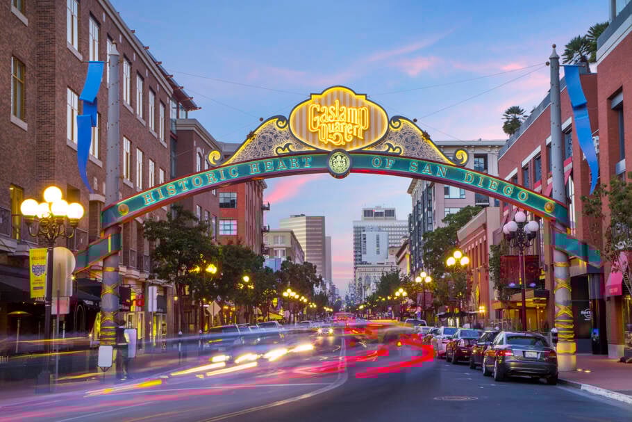 Gaslamp, bairro histórico de San Diego, na Califórnia (EUA)