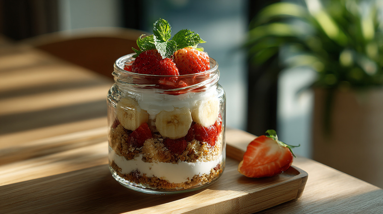 A base do bolo é simples e utiliza farinha de aveia, óleo de coco e bebida vegetal no lugar do leite tradicional