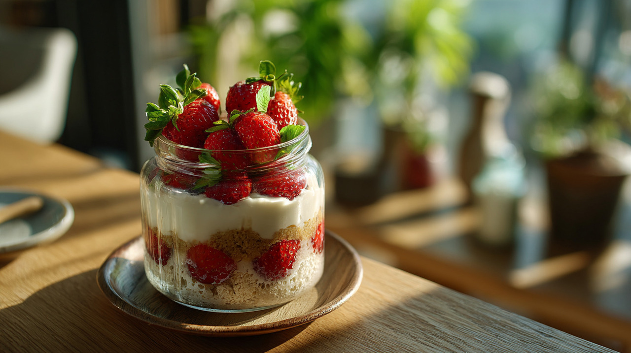 A base do bolo é simples e utiliza farinha de aveia, óleo de coco e bebida vegetal no lugar do leite tradicional