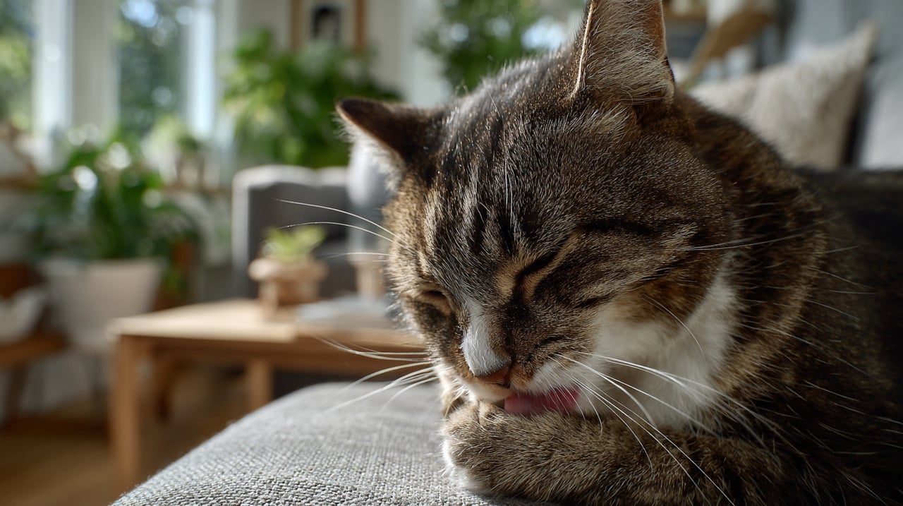 Durante a autolimpeza, os gatos ingerem pelos soltos que se acumulam no estômago