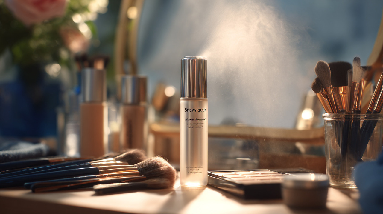 O spray fixador mantém a maquiagem intacta ao longo do dia