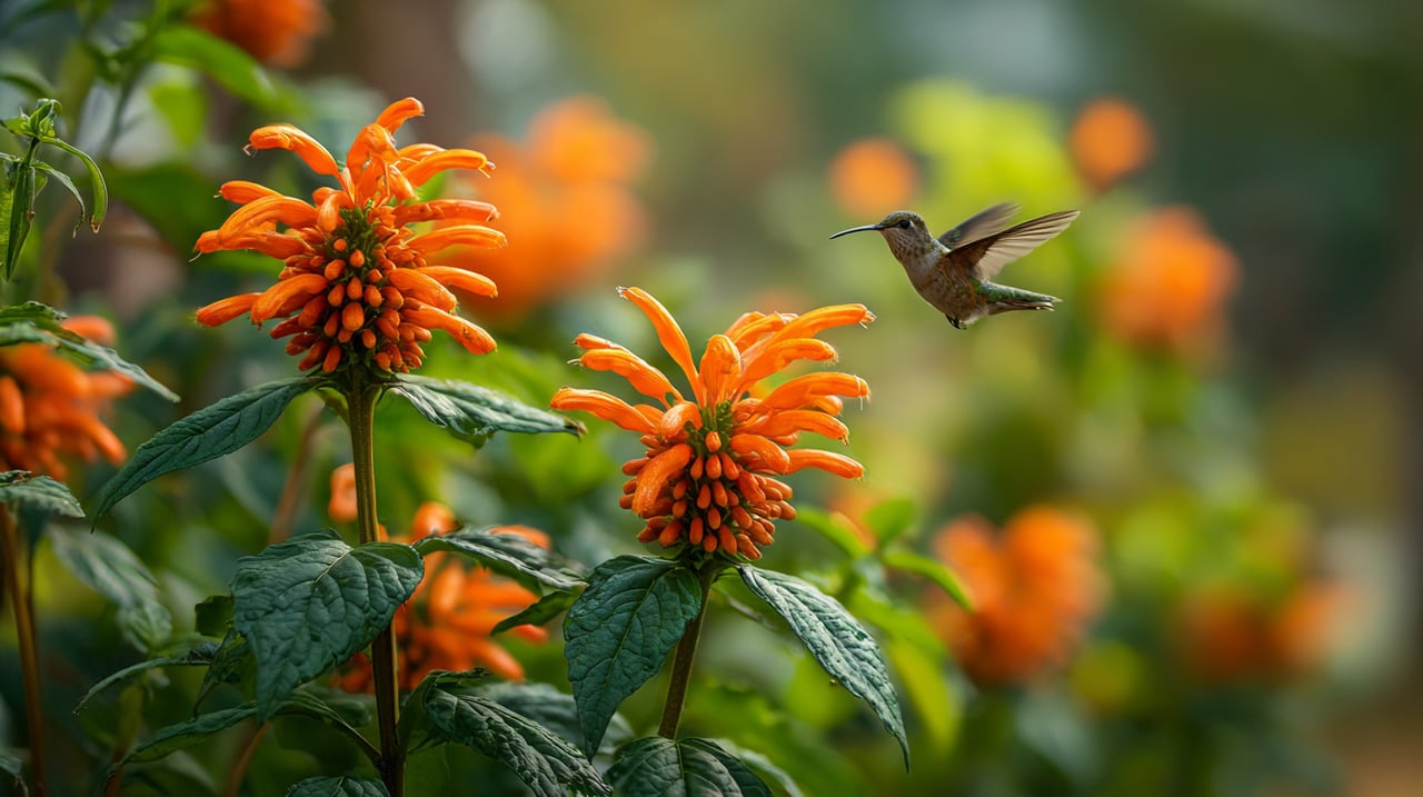 A orelha-de-leão, nativa da África do Sul, se destaca pelas flores alaranjadas e pelo porte de até dois metros de altura