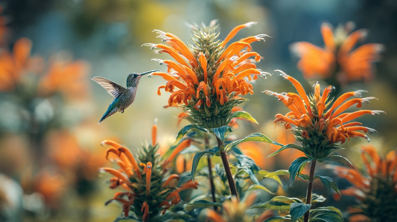 A orelha-de-leão, nativa da África do Sul, se destaca pelas flores alaranjadas e pelo porte de até dois metros de altura