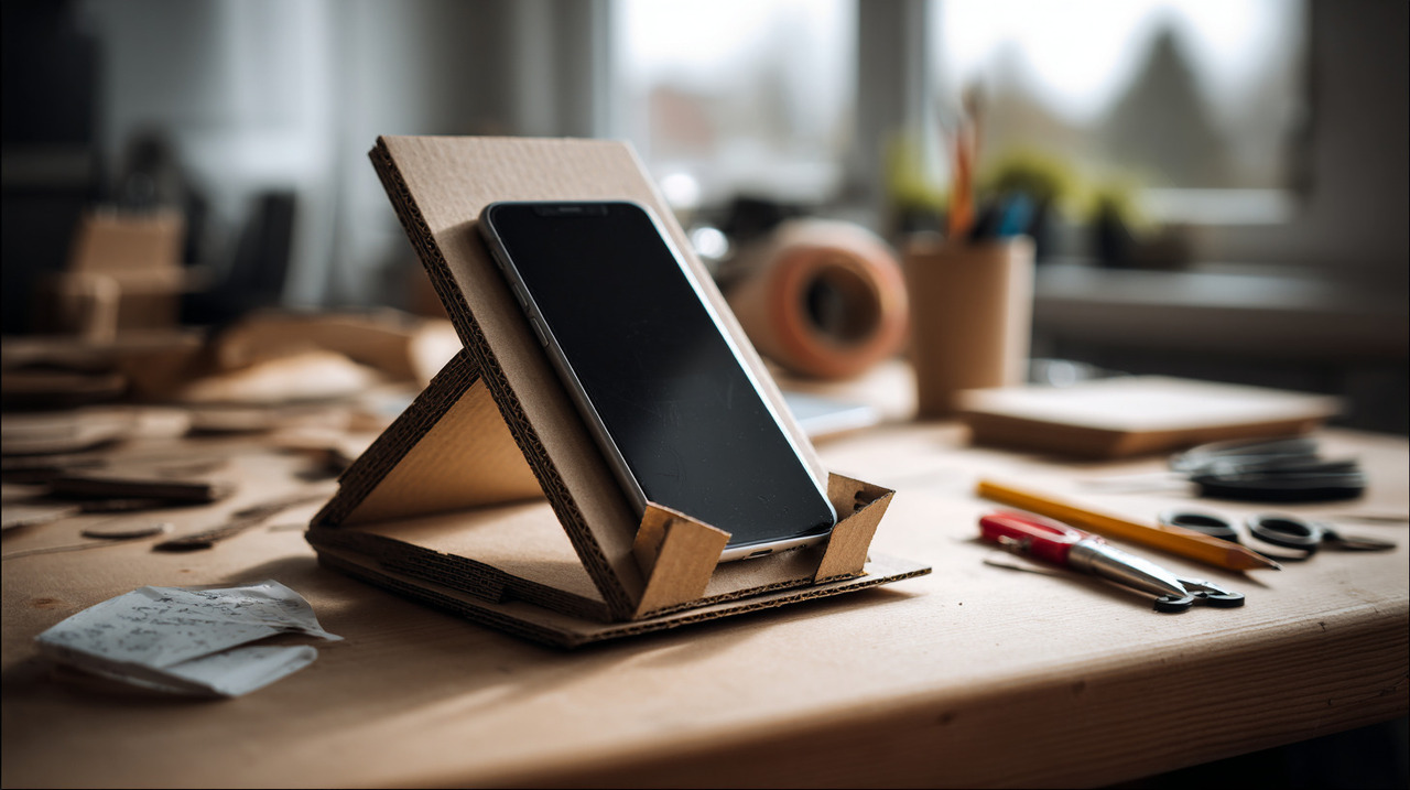 Optar pelo suporte para celular com papelão permite reaproveitar caixas ou embalagens