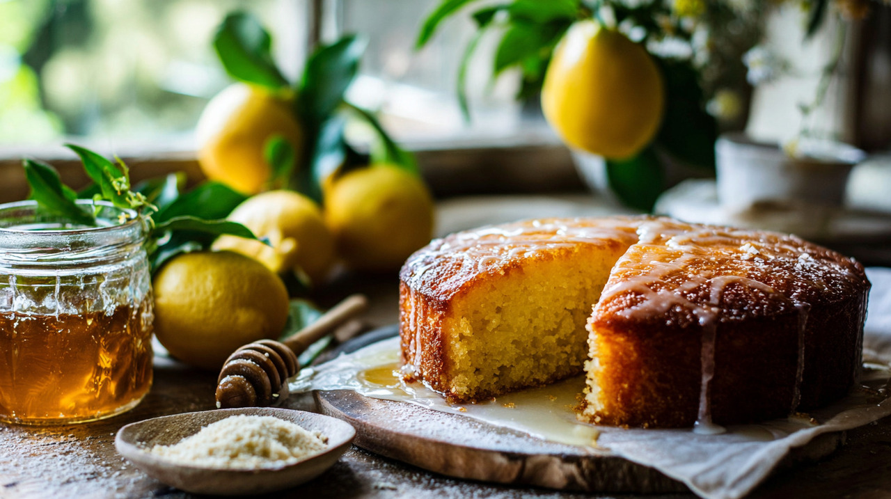 A base deste bolo saudável utiliza farinha de amêndoas em vez de farinha de trigo, garantindo textura úmida e delicada