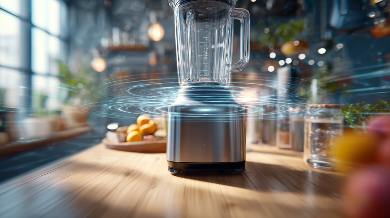 O volume de ruído emitido por um liquidificador depende tanto do motor quanto das peças móveis