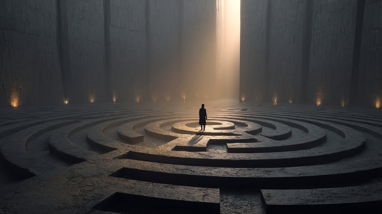 Esse sonho frequentemente indica confusão mental e sensação de estar diante de obstáculos sem solução evidente