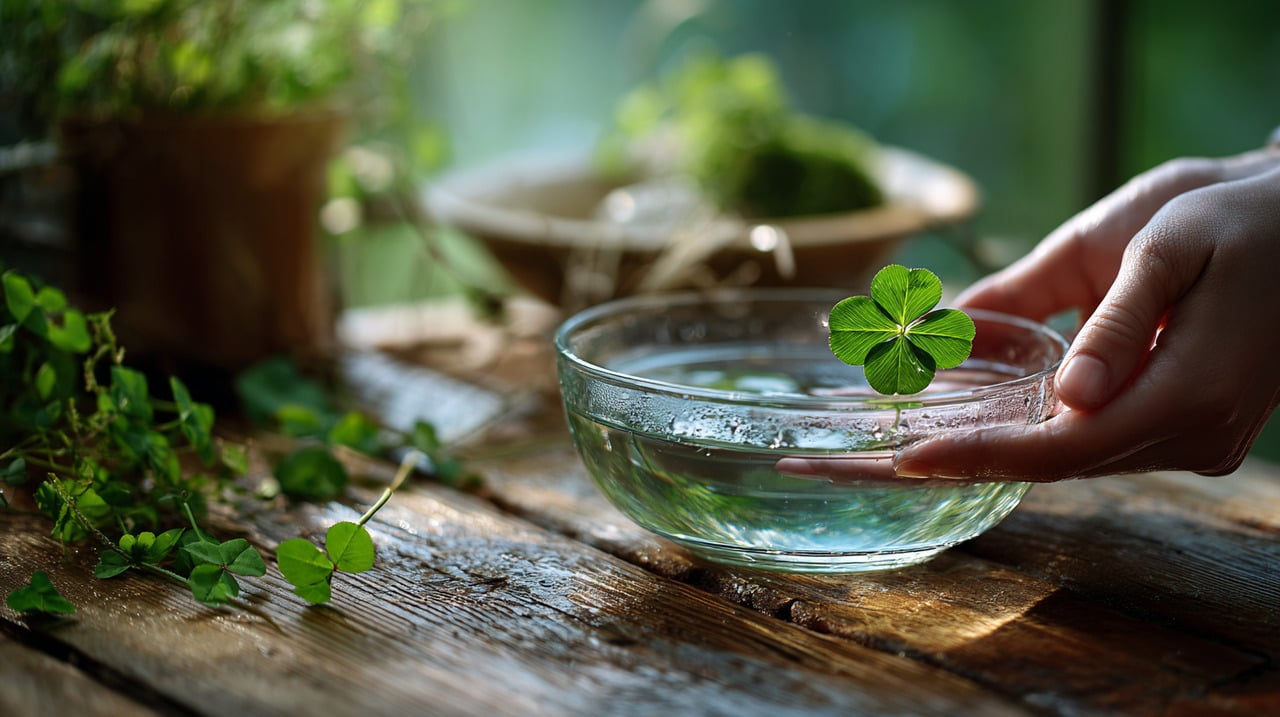 O ritual que une água e trevo de quatro folhas é feito com fé e foco nas intenções