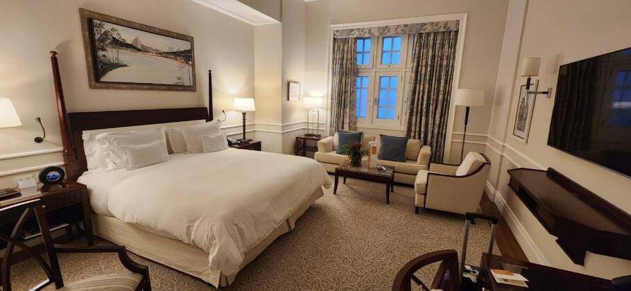 O meu quarto com vista para a praia de Copacabana