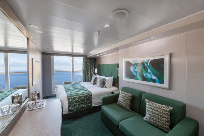 Cabine com varanda da navio MSC Seaview, que faz roteiros pelo Brasil