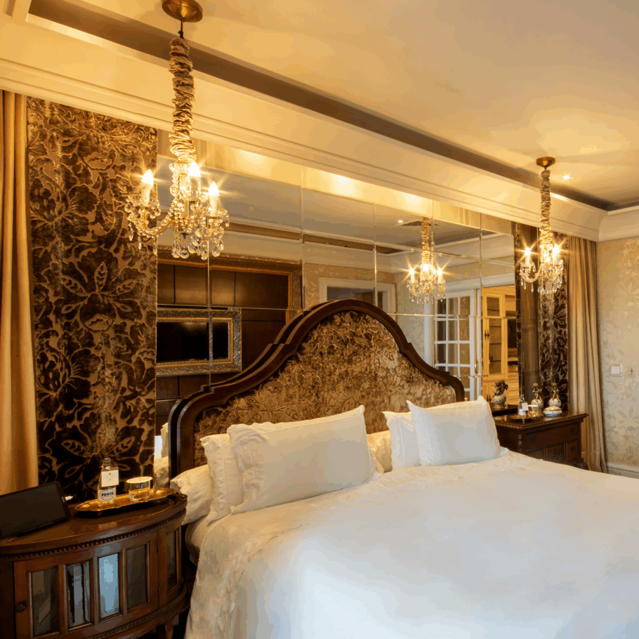 Detalhe da suntuosa Suite Diamante do Castelo Saint Andrews