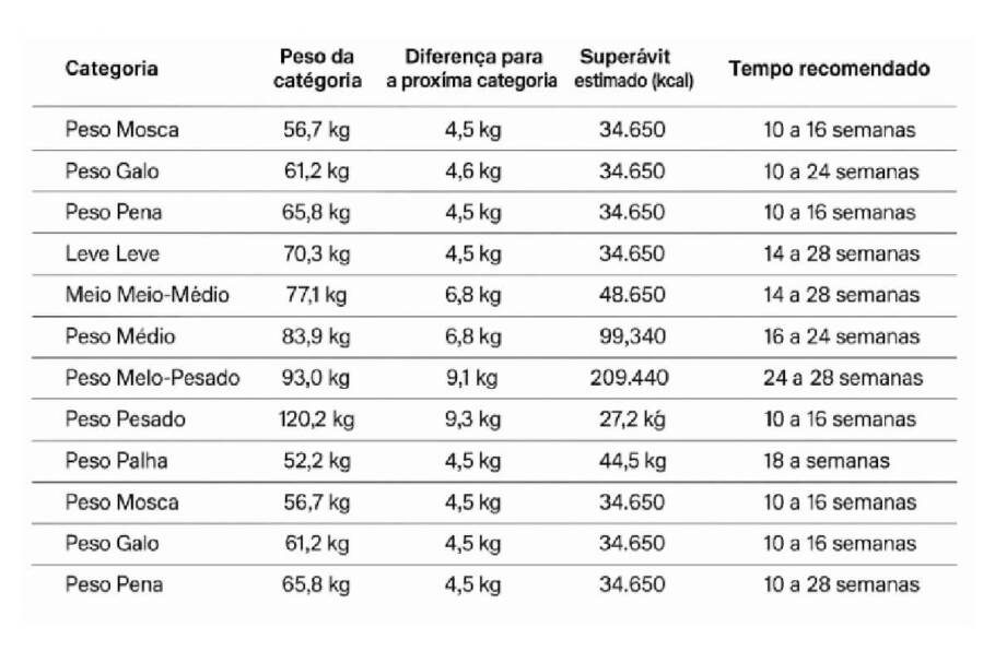 As categorias de peso do UFC têm saltos bastante diferentes e isso influencia diretamente o tempo e o volume calórico necessários (Imagem: Reprodução digital | Stake)