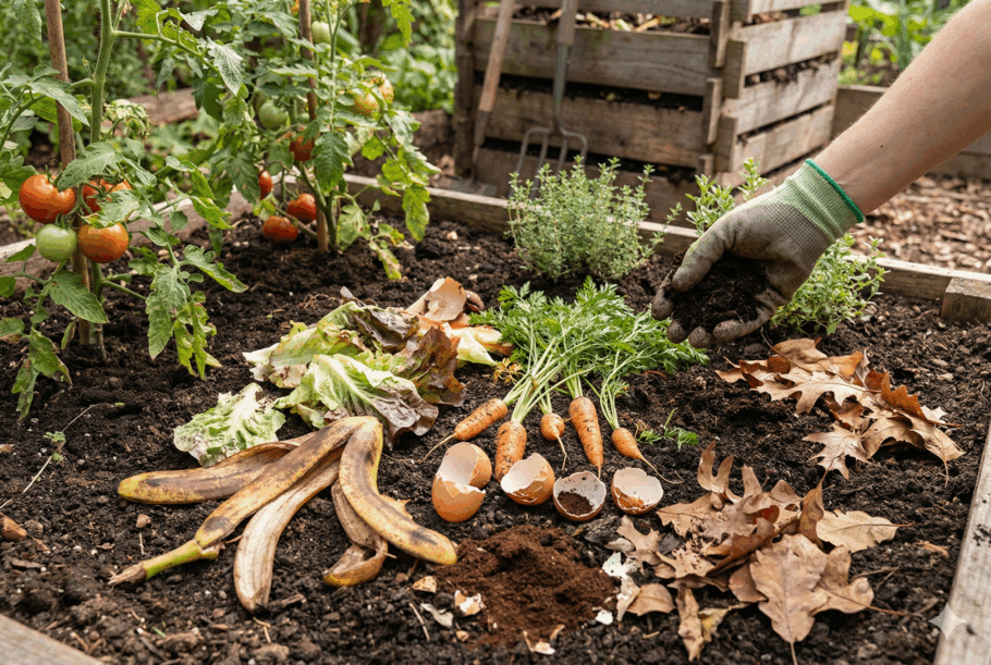 Folhas verdes, cascas e restos vegetais ainda carregam nitrogênio, potássio, cálcio e micronutrientes fundamentais para o desenvolvimento vegetal