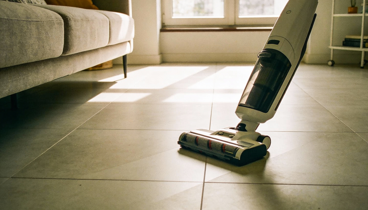 O desempenho de um aspirador de pó residencial varia bastante conforme o piso