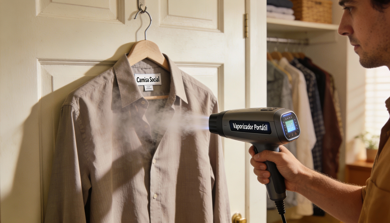 Na prática, a água do tanque passa por um sistema de aquecimento interno, transforma-se em vapor e é liberada por pequenos orifícios na cabeça do aparelho