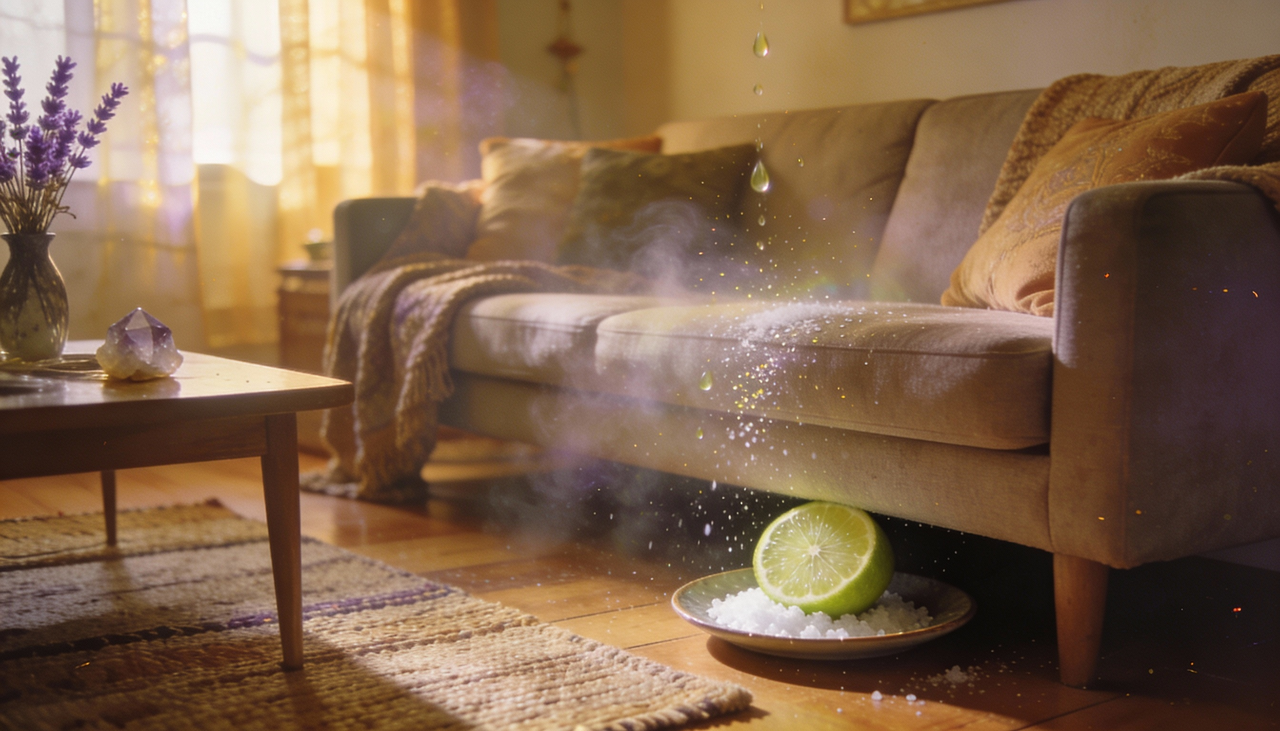 O sal grosso é conhecido por sua capacidade de neutralizar vibrações baixas, enquanto o limão age como um purificador cítrico natural