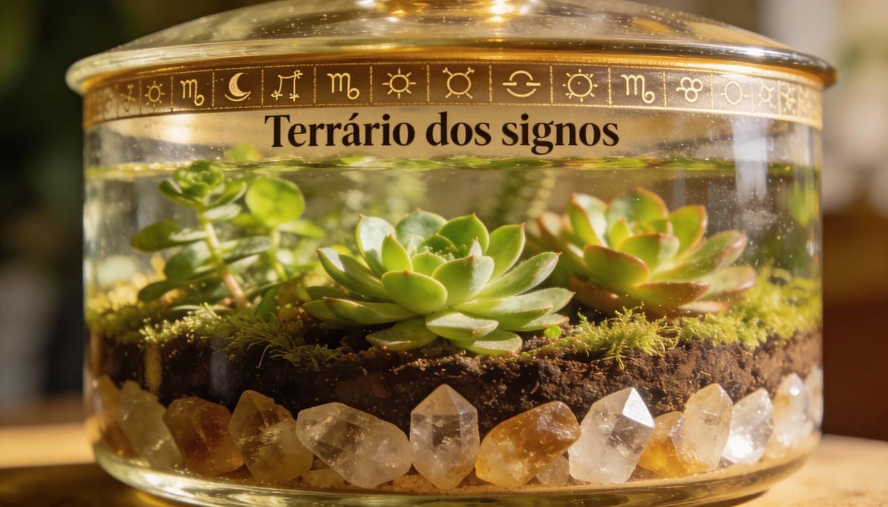 Para os signos de Terra (Touro, Virgem e Capricórnio), o terrário valoriza estabilidade, durabilidade e aspecto natural