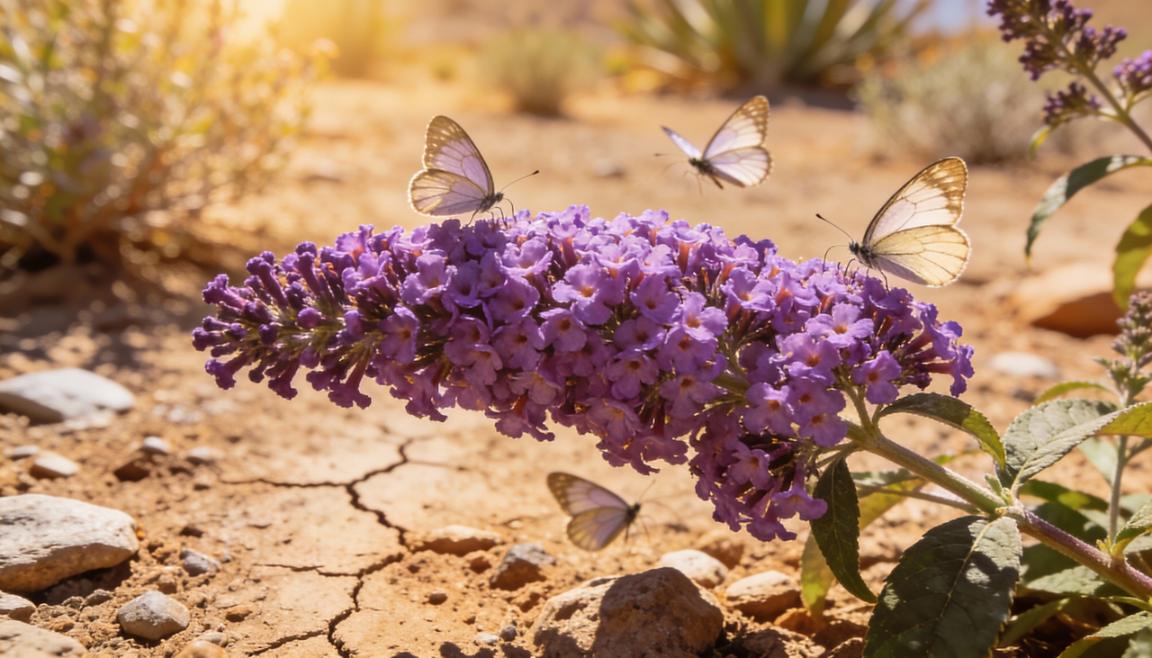 O arbusto de borboletas, conhecido cientificamente como Buddleja, conquistou reputação como espécie ideal para jardins com restrições hídricas