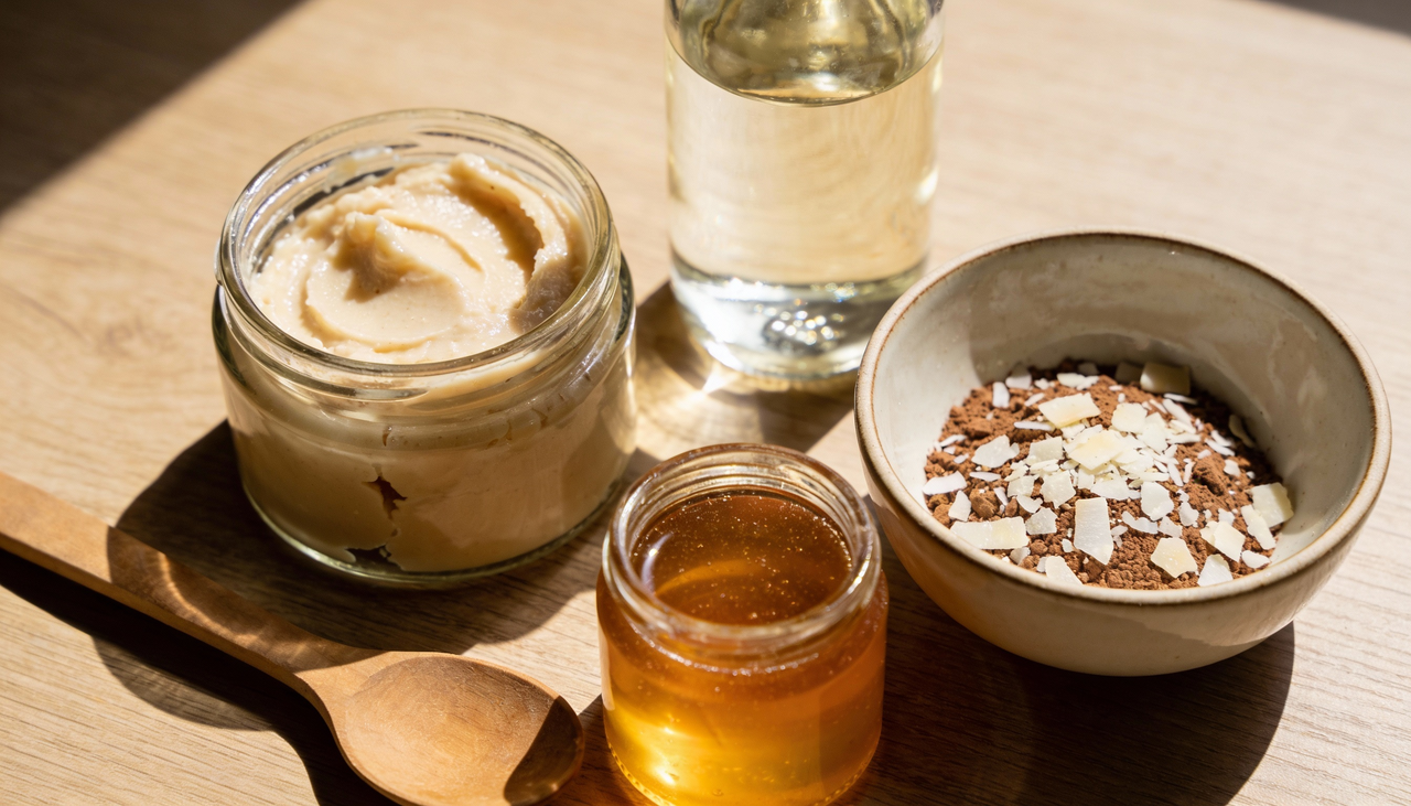 Nas receitas naturais, a hidratação intensa combina um componente oleoso, que protege e lubrifica