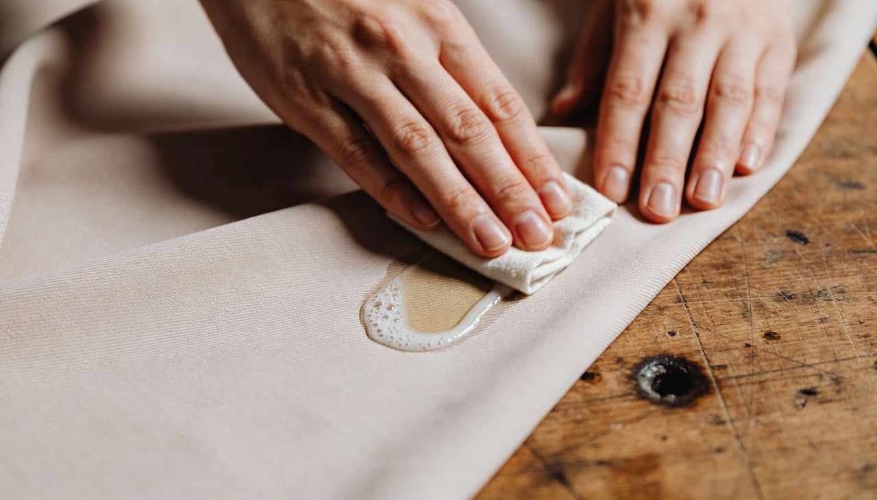 Em roupas de uso cotidiano, especialmente as de algodão, poliéster ou misturas sintéticas