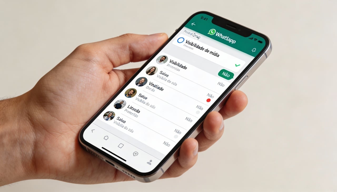 Para resolver isso de forma global, você deve acessar as configurações de conversas e desmarcar a opção de visibilidade de mídia